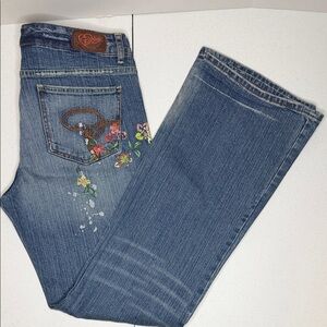 Princy by Jessica Simpson Size 13 Embroidered/Painted Blue Jeans